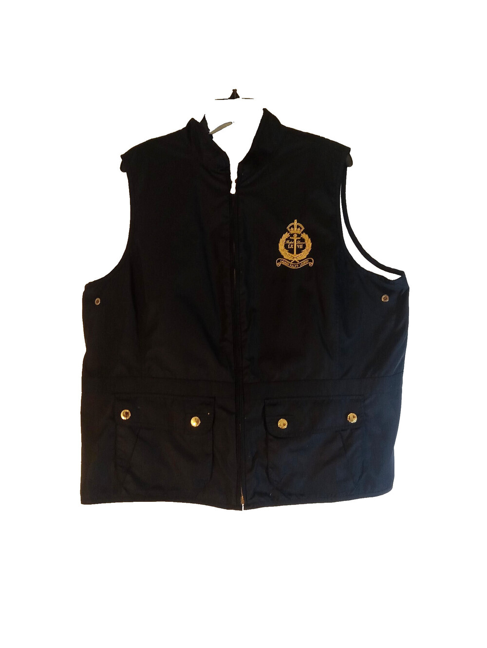Lauren Ralph Lauren Reversible Vest Womens 2X Black White Embroidery Crest